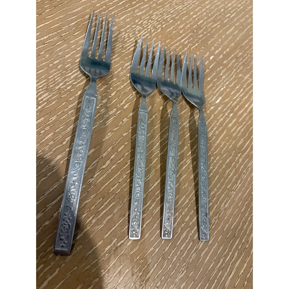 Vintage Nasco Costellano Davao Stainless Forks 1 Dinner 3 Salad Lot 4 MCM Taiwan